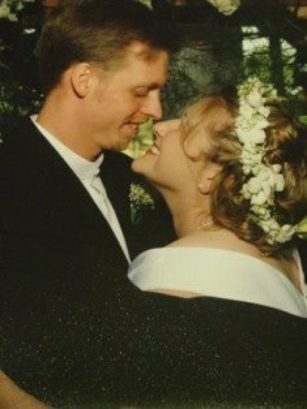 Wedding day googly eyes. We were 21 and 23.